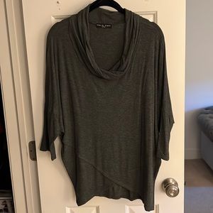 Kim & Cami Cowl Neck 3/4 Sleeve Faux Wrap Top